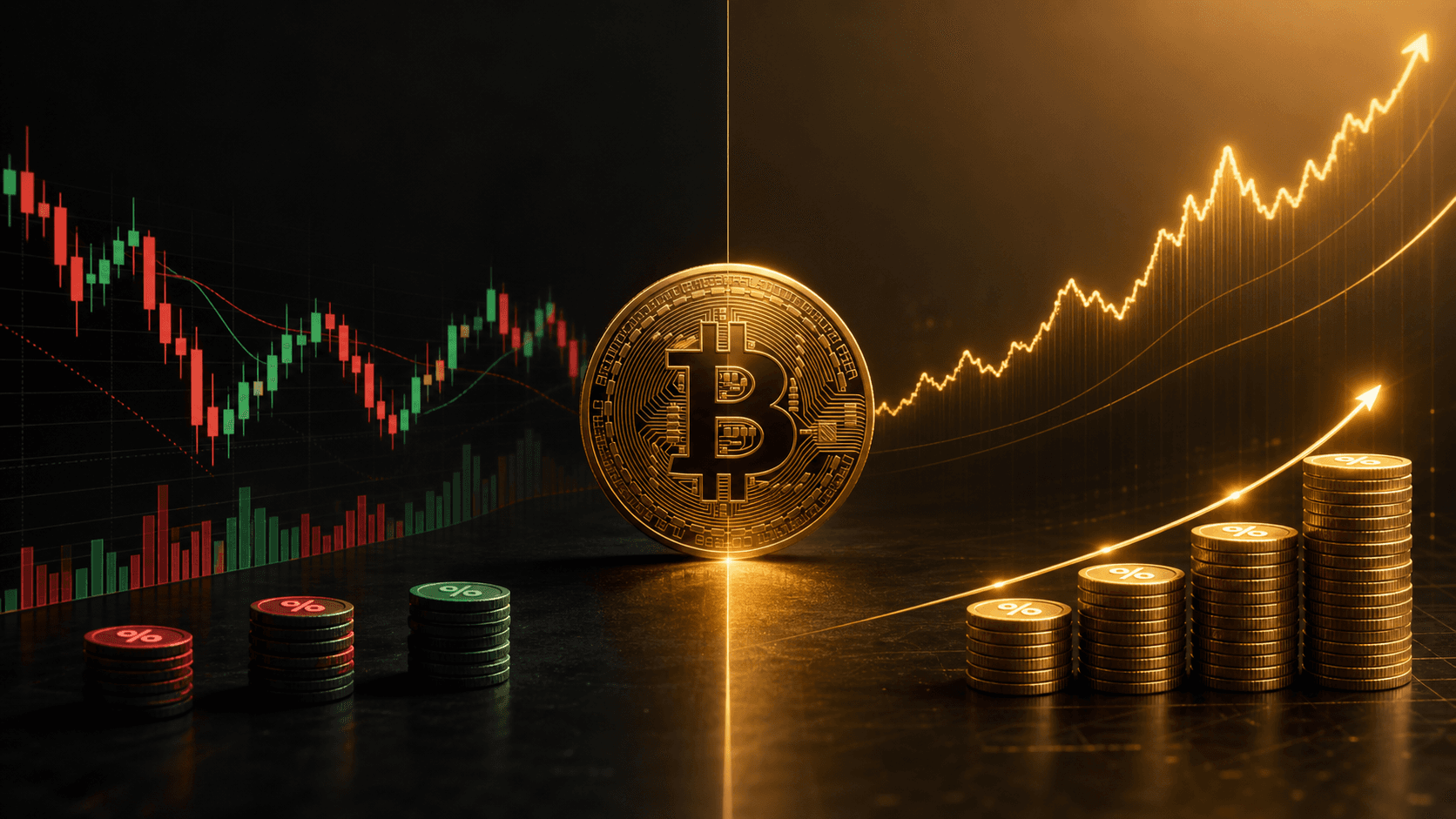 Bitcoin trading versus buy and hold illustration